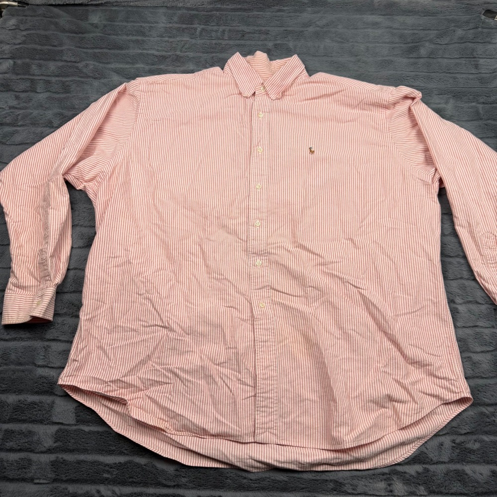 Ralph Lauren Blake Mens XXL Red White Stripe Cotton Oxford Button Down Shirt